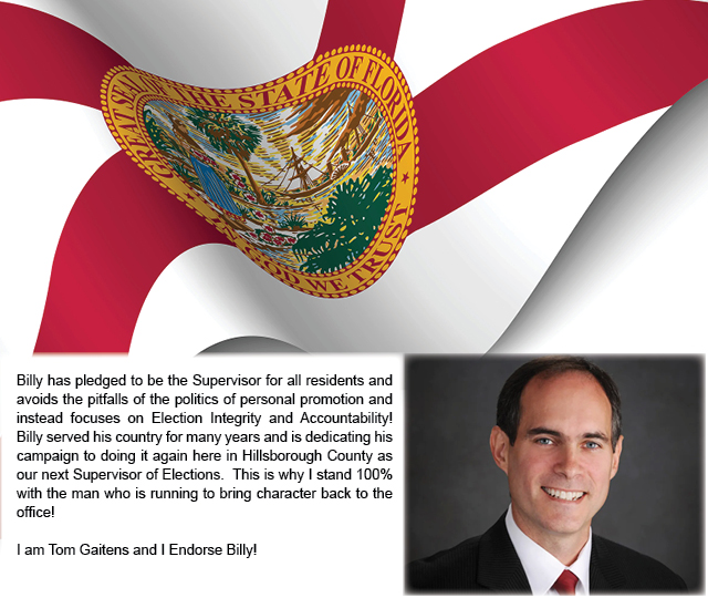 tom gaitens endorsement of billy christensen for supervisor of elections